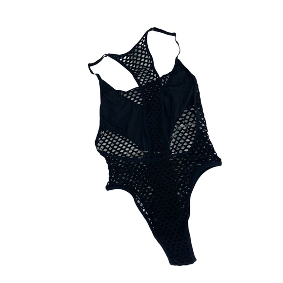 Victoria's Secret Black Fishnet Mesh High Leg Teddy S - Picture 2 of 2